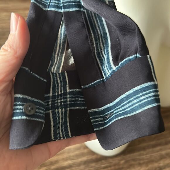 Alc silk plaid long sleeve button up blouse xs - Picture 4 of 12